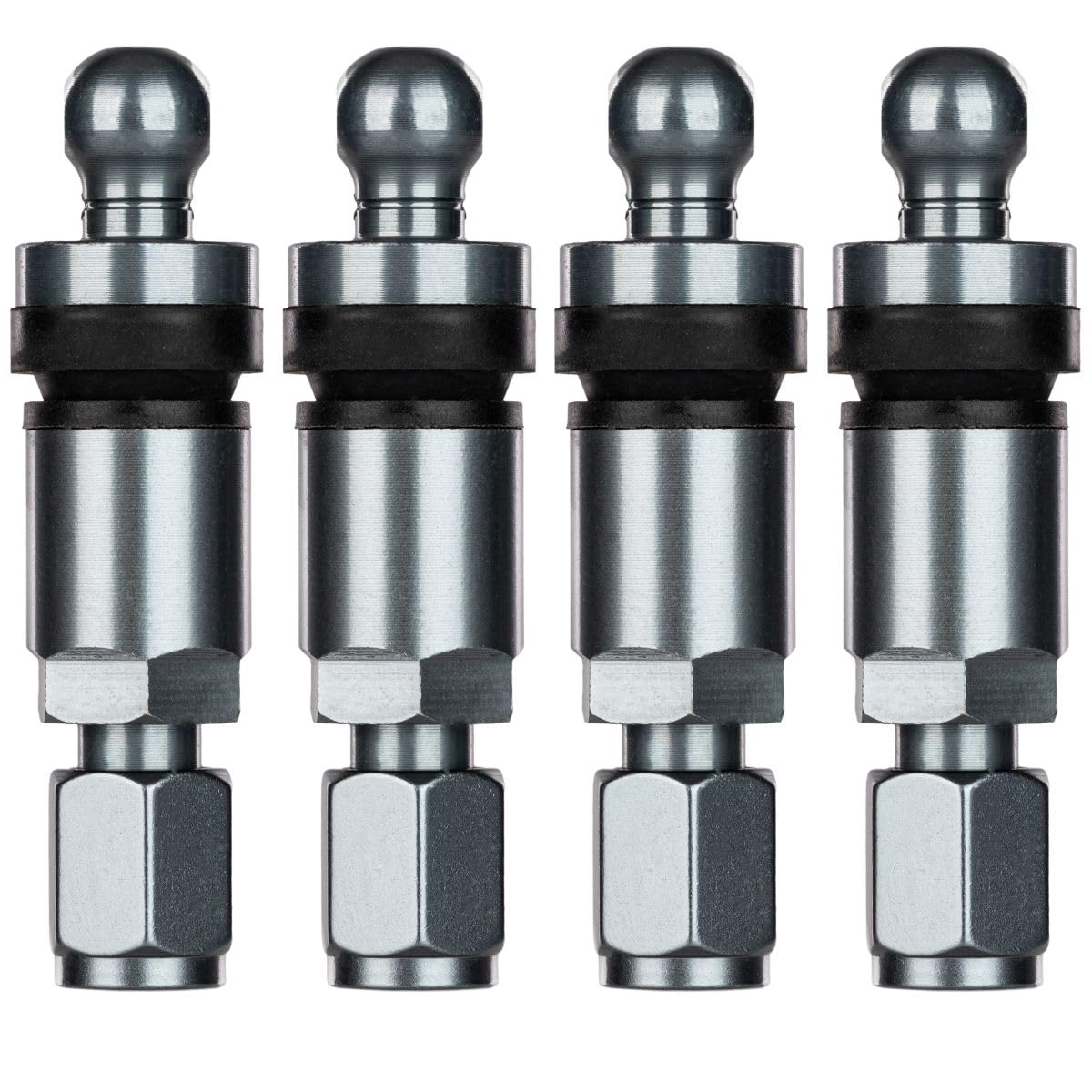 Electronicx 4 x czujnik TPMS TPMS czujnik ciśnienia w oponach 433 MHz wstępnie zaprogramowany zawór metalowy Gunmetal zestaw 4-częściowy zamiennik do felg aluminiowych, felg stalowych