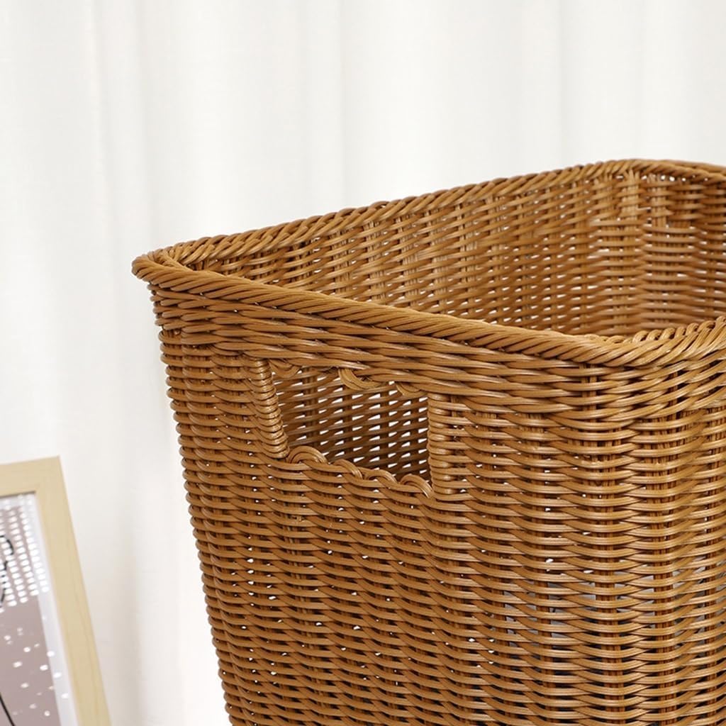 Cesta Rectangular Grande de Mimbre de imitación para Ropa Sucia, Cesta de lavandería Tejida a Mano con asa, Cesta de Almacenamiento de Juguetes, Cesta de Toallas de baño