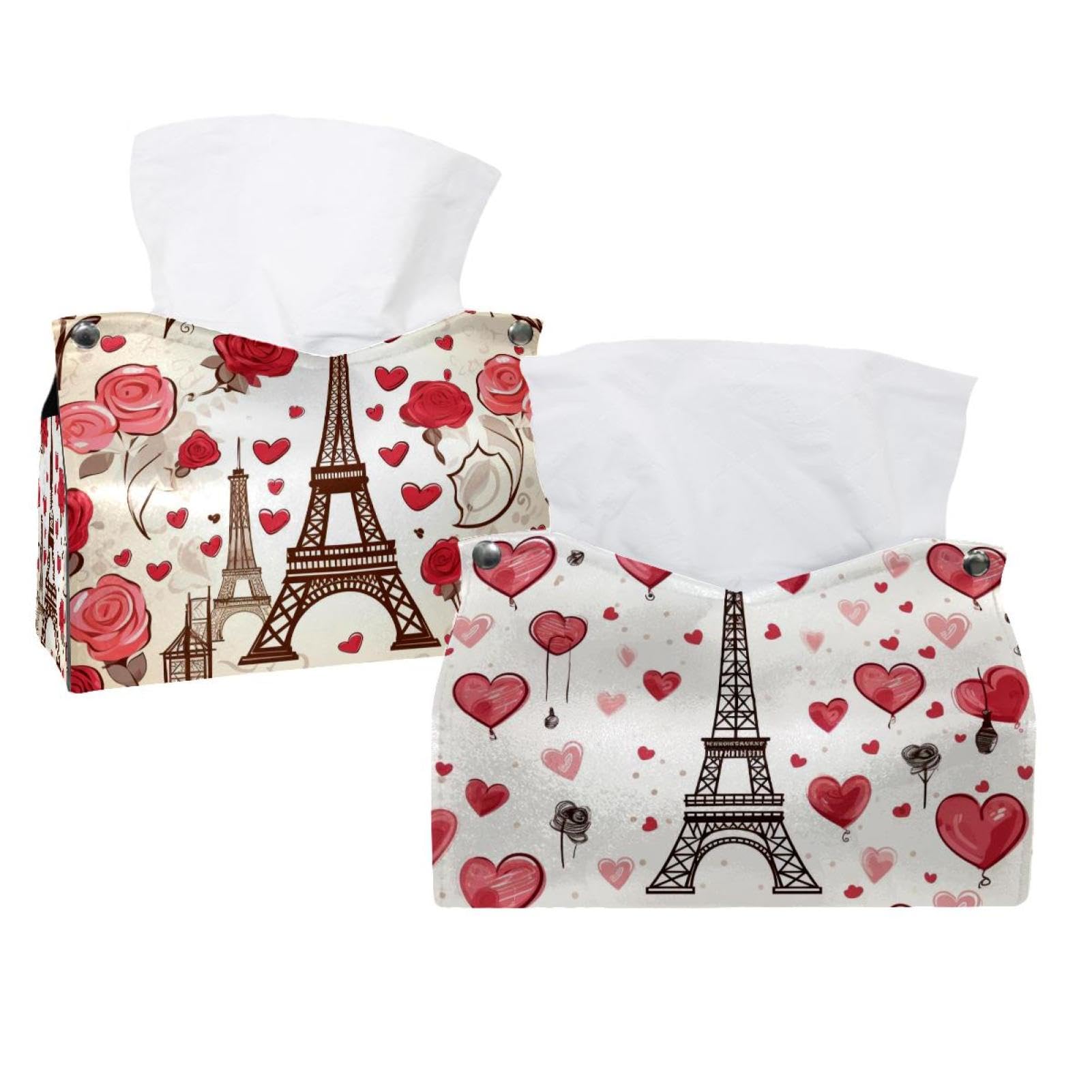 Boîte à mouchoirs Tour Eiffel : lot de 2 housses pour cacher les cartons laids