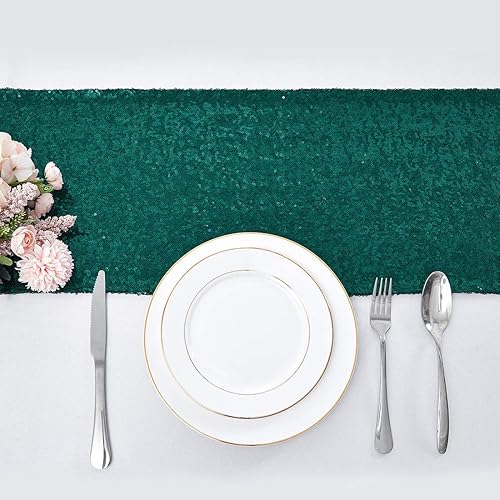 Miniatura 10 de Pufogu - Camino de mesa de lentejuelas brillantes de 12 x 72 pulgadas para fiestas de cumpleaños, decoración de bodas, despedidas de soltera,