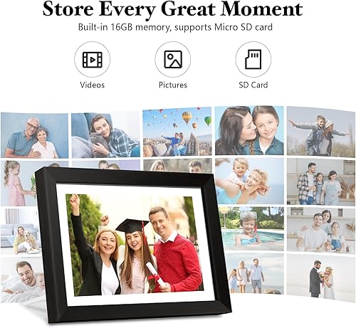 Miniatura 7 de ryesug Marco de fotos digital de 10.1 pulgadas WiFi inteligente marco de fotos digital de 16 GB, marco de fotos electrónico IPS HD pantalla táctil