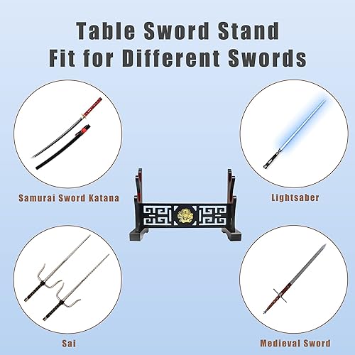 Miniatura 6 de Eforlife Soporte acolchado para espada, soporte de terciopelo para proteger la espada, Katana Genji, hoja samurái japonesa Gladius Templar, soporte