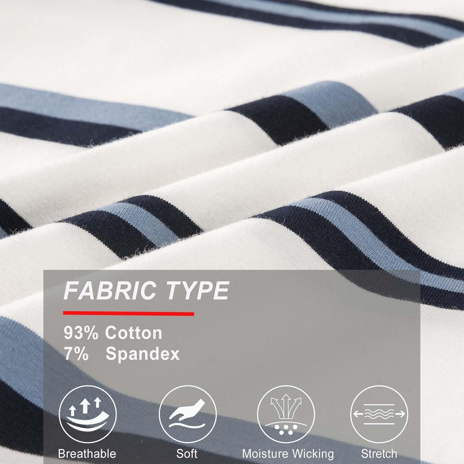 Mens Polo Shirts Striped Cotton Moisture Wicking Classic Collared Casual Golf Shirts for Men - Image 5