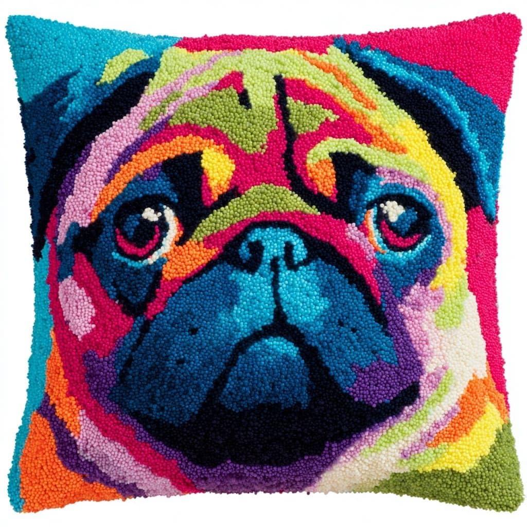 Henypt DIY Latch Hook Pillow Cover Kits Dog