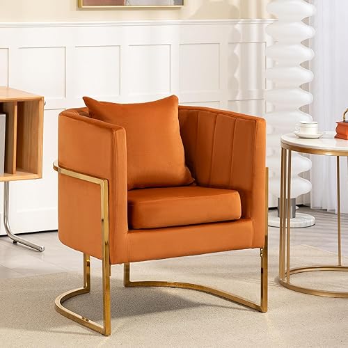 Miniatura 4 de Silla decorativa moderna de terciopelo, sillón tapizado de mediados de siglo con almohada para sala de estar, cómoda silla de tocador individual con