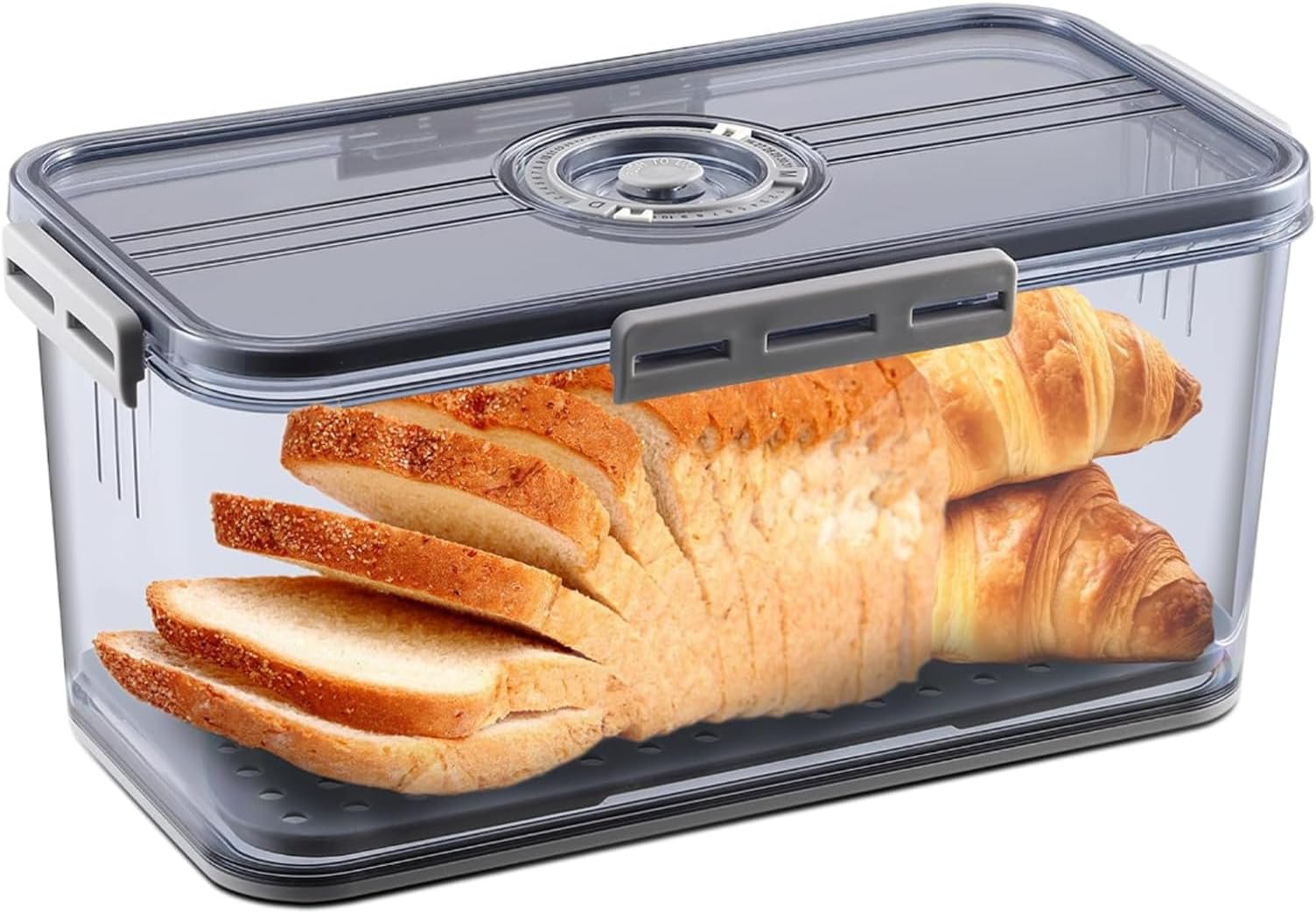 Airtight Bread Bins for Storage, Kitchen Bread Bin with Time Recording & Airtight Seal Lip to Keep Fresh Bread Storage Containers for Homemade Bread Toast Bagles Cookies Dounts & Pastries