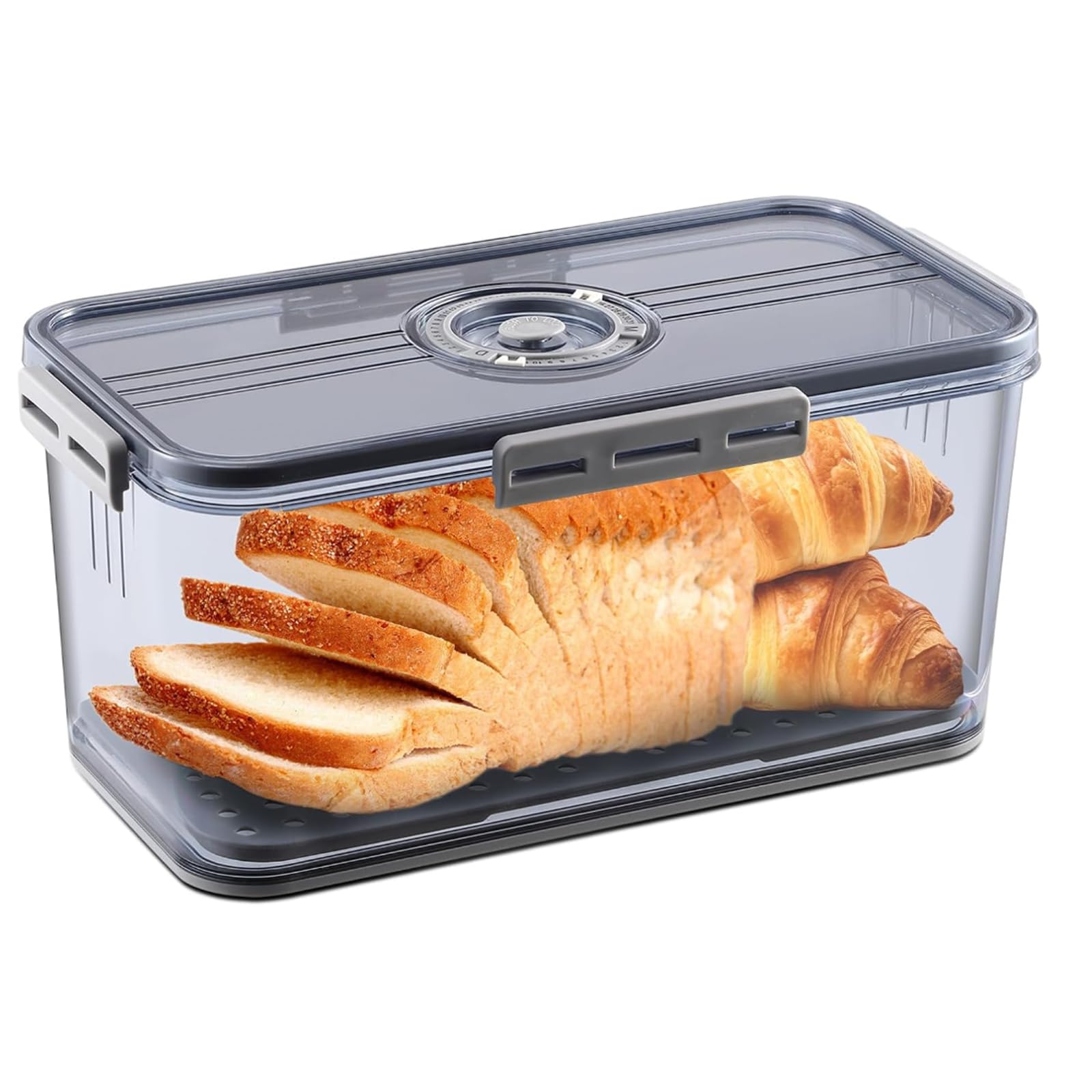 Warmgleam Airtight Bread Bins for Storage, Kitchen Bread Bin with Time Recording and Lip for Seal to Kepp Fresh Bread Box Containers for Cookies Homemade Bread Bagel Toast and Donut