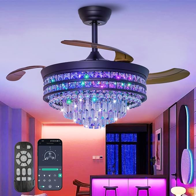 Ventilador de Techo 42" Con Luz LED RGB, Control Remoto y As