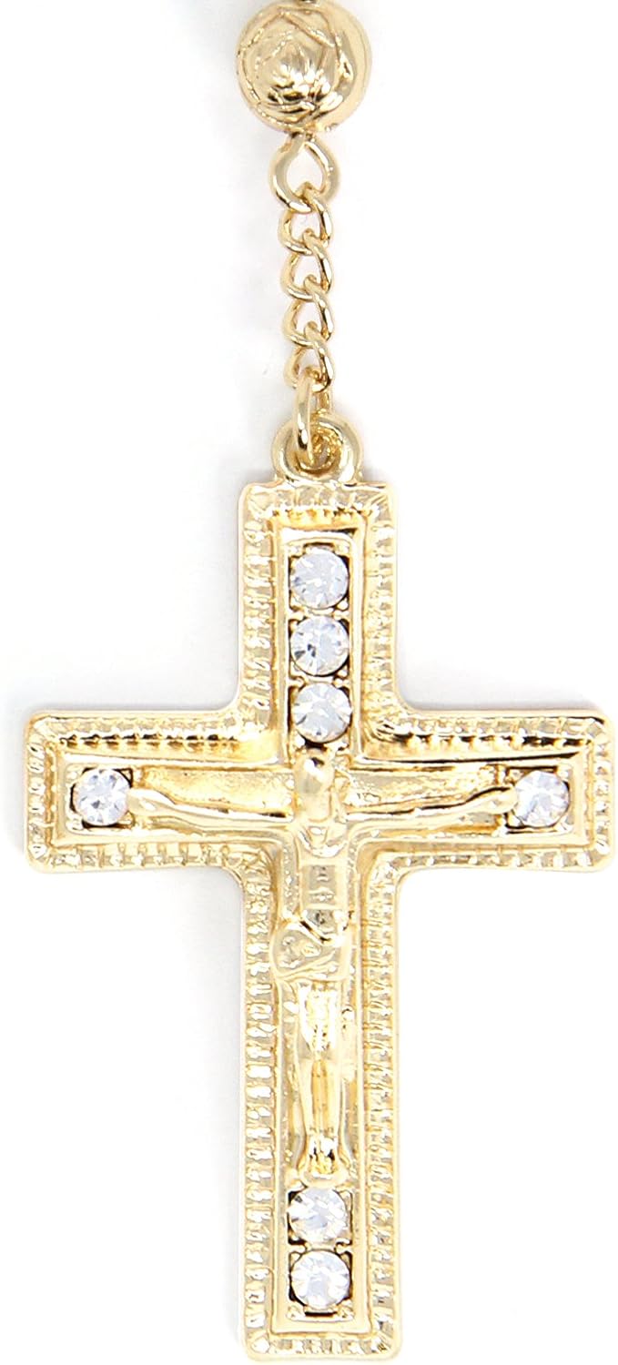 6mm CCB Beads Alloy Crucifix Cross Pendant Rosary Catholic Necklace 20" - Image 6