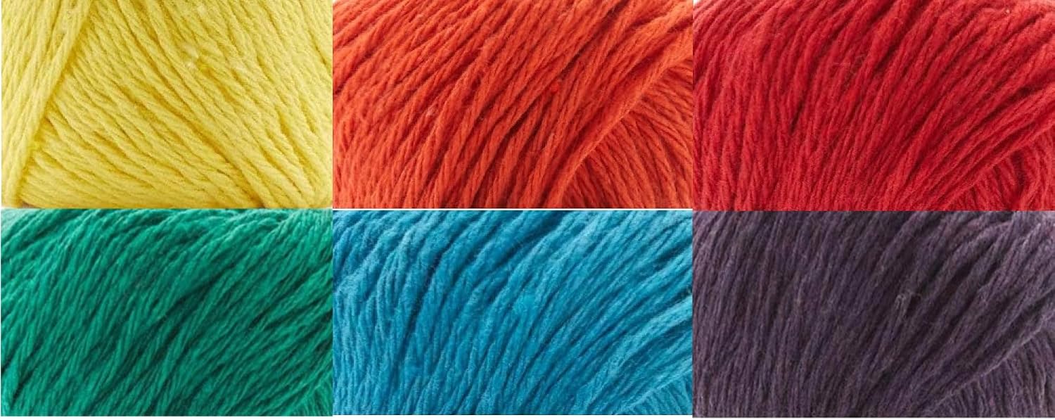 Premier Home Cotton Yarn 6-Pack Bundle with Bella's Crafts Stitch Markers (Bright Solid Mix)