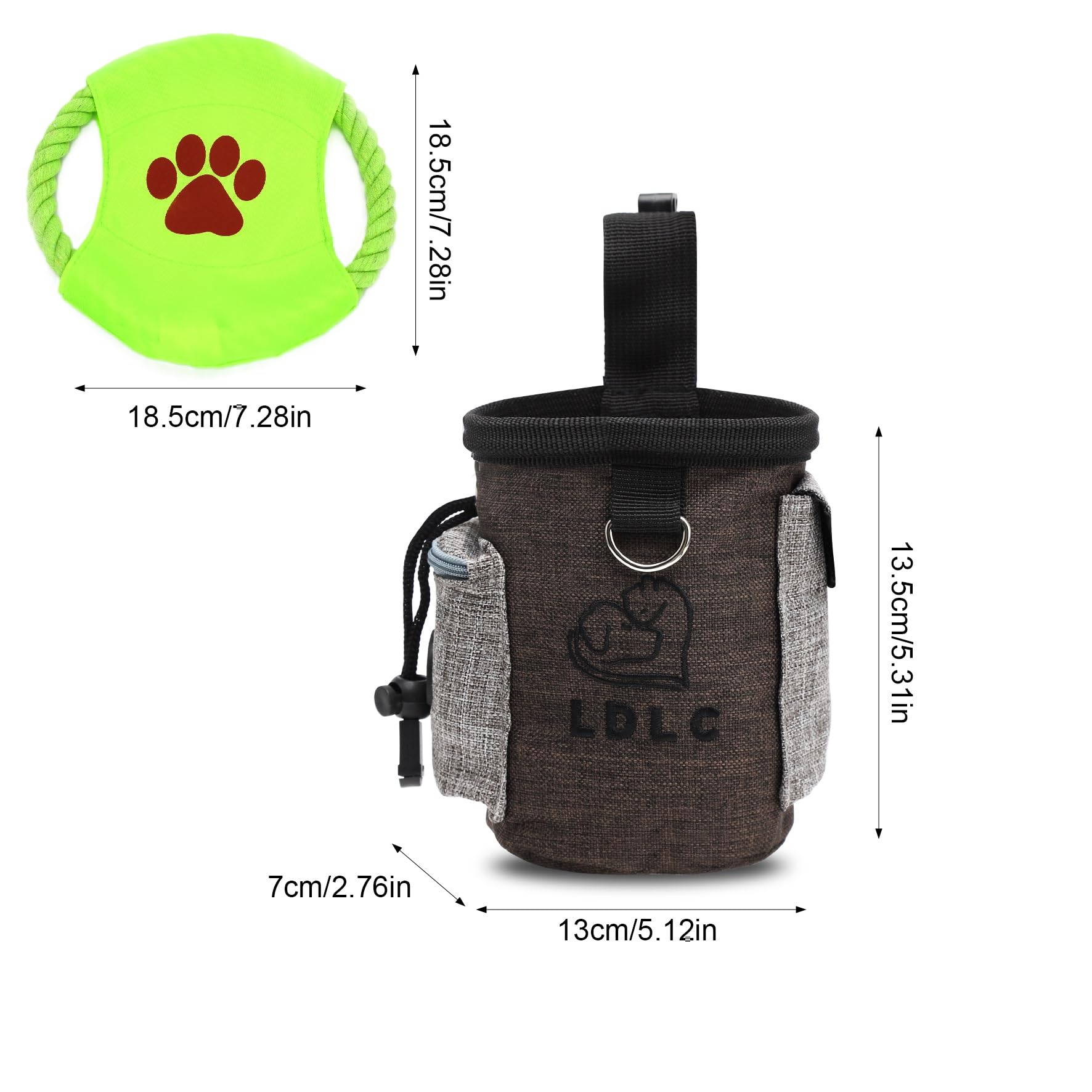 HENGBIRD Borsa per il cibo per cani e cani, borsa per cani per addestramento del cane con dispenser di sacchetti e cintura regolabile con frisbee giocattolo per animali domestici