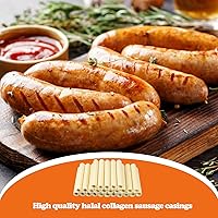 Vista 4 de HAIKISS Carcasa de salchicha de secado comestible, tripas de salchichas de colágeno HALAL para la mayoría de las salchichas deliciosas, jamón casero