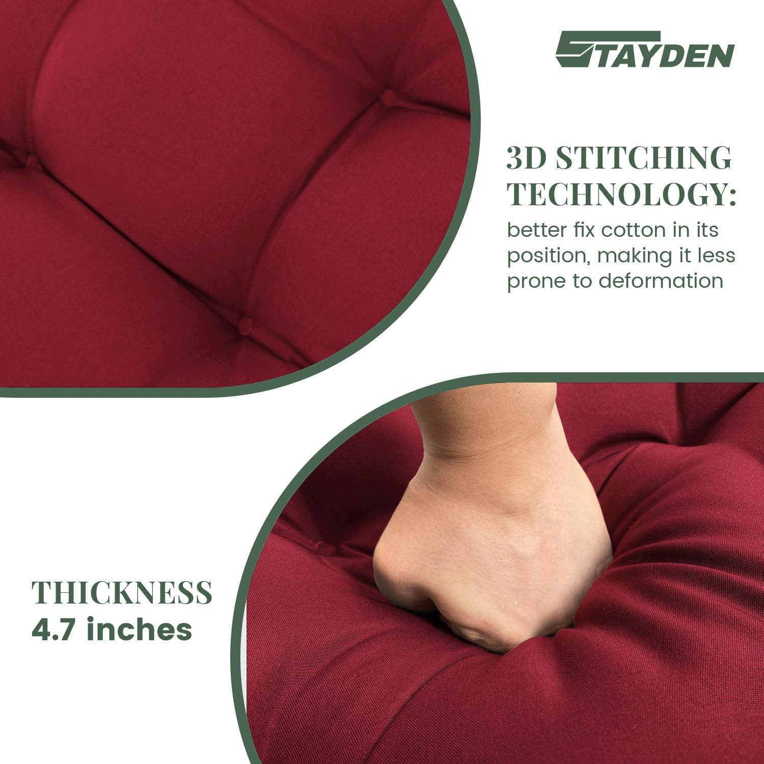 Outdoor Lounge Chair Cushions, Chaise Lounge Chair Cushions Replacement for Patio Furniture with Ties Waterproof Fabric Pool Chasie Cushion 74.4 x 22 x 4.7 Inches (Red)