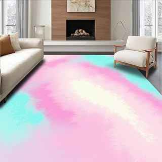 ODIKA Flatwoven High Traffic Area Rug 2x3, Sunset Harbor Designer Series, Non Slip, Stain Resistant, Washable Area Rugs for Living Room, Bedroom (Pink, 2x3, Pad)