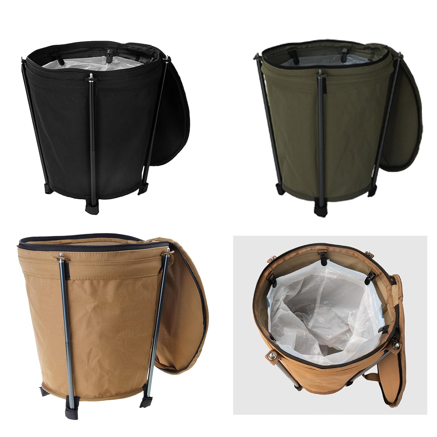 Portable Wastebasket Can Container Garbage Bin Folding Storage Round Bucket Camping Trash Can Easy Installation for Hiking and Camping