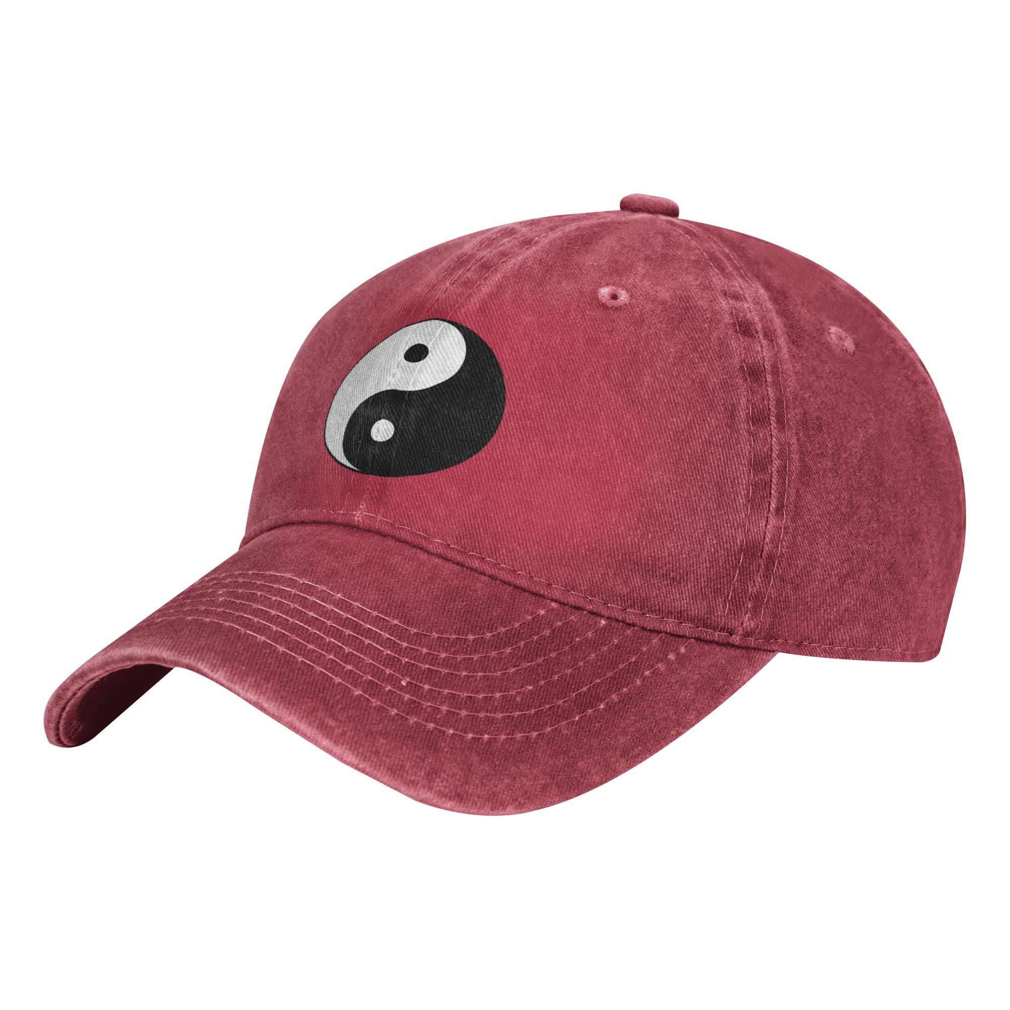 Yingd Unisex Red Cowboy Baseball Cap Tai Chi Yin Yang Hat Adjustable Sports Cap Breathable Casual Caps For Men And Women