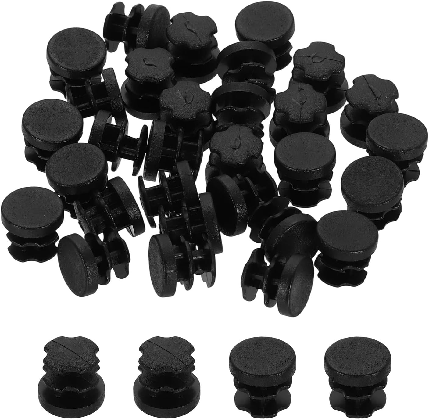 uxcell 30Pcs 3/8"(9.5mm) Plastic Hole Plug, Round Tubing Inserts, Furniture End Cap Protection Glide for Chair Sofa Table Shelf, Black