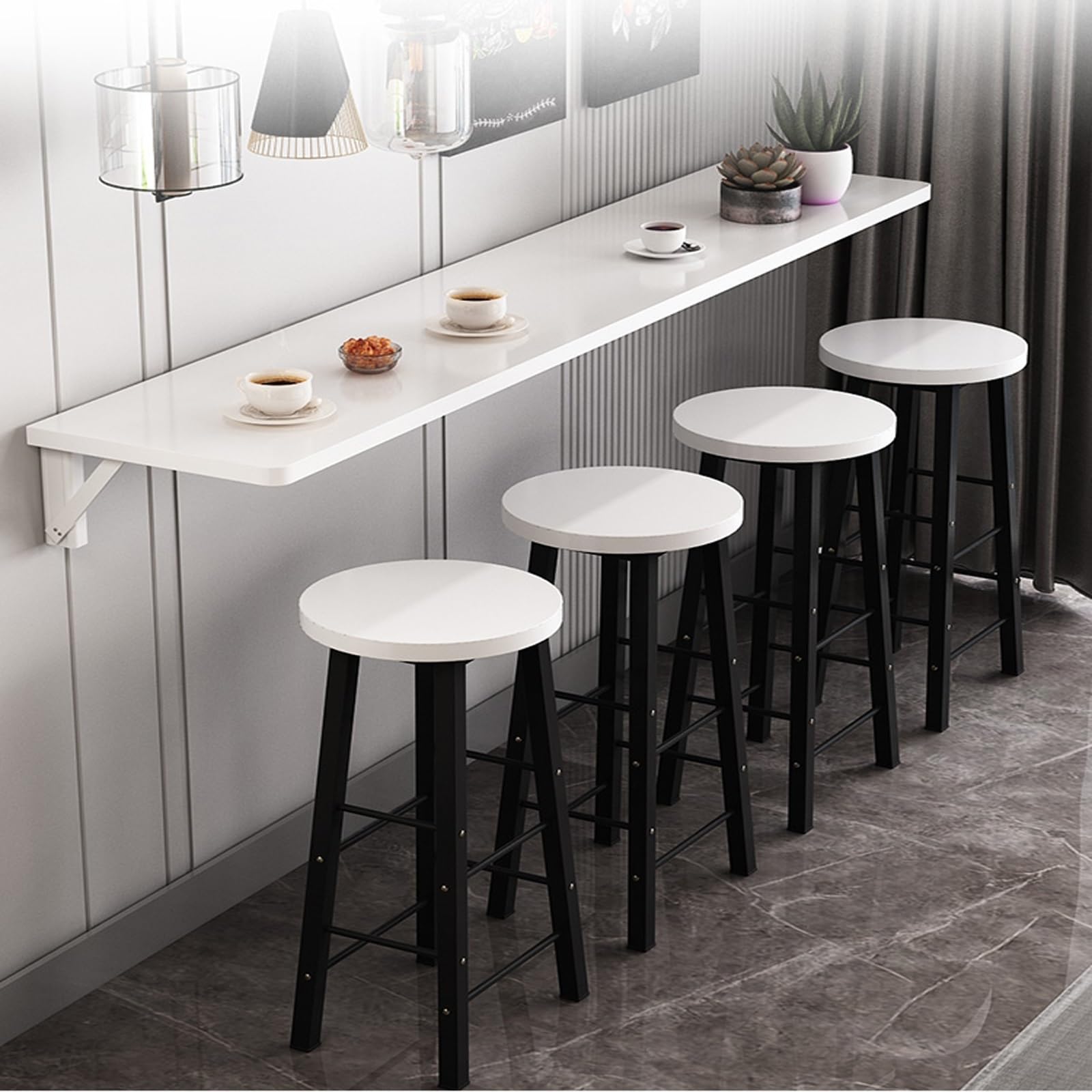 Table pliante murale blanche gain de place pour cuisine et studio