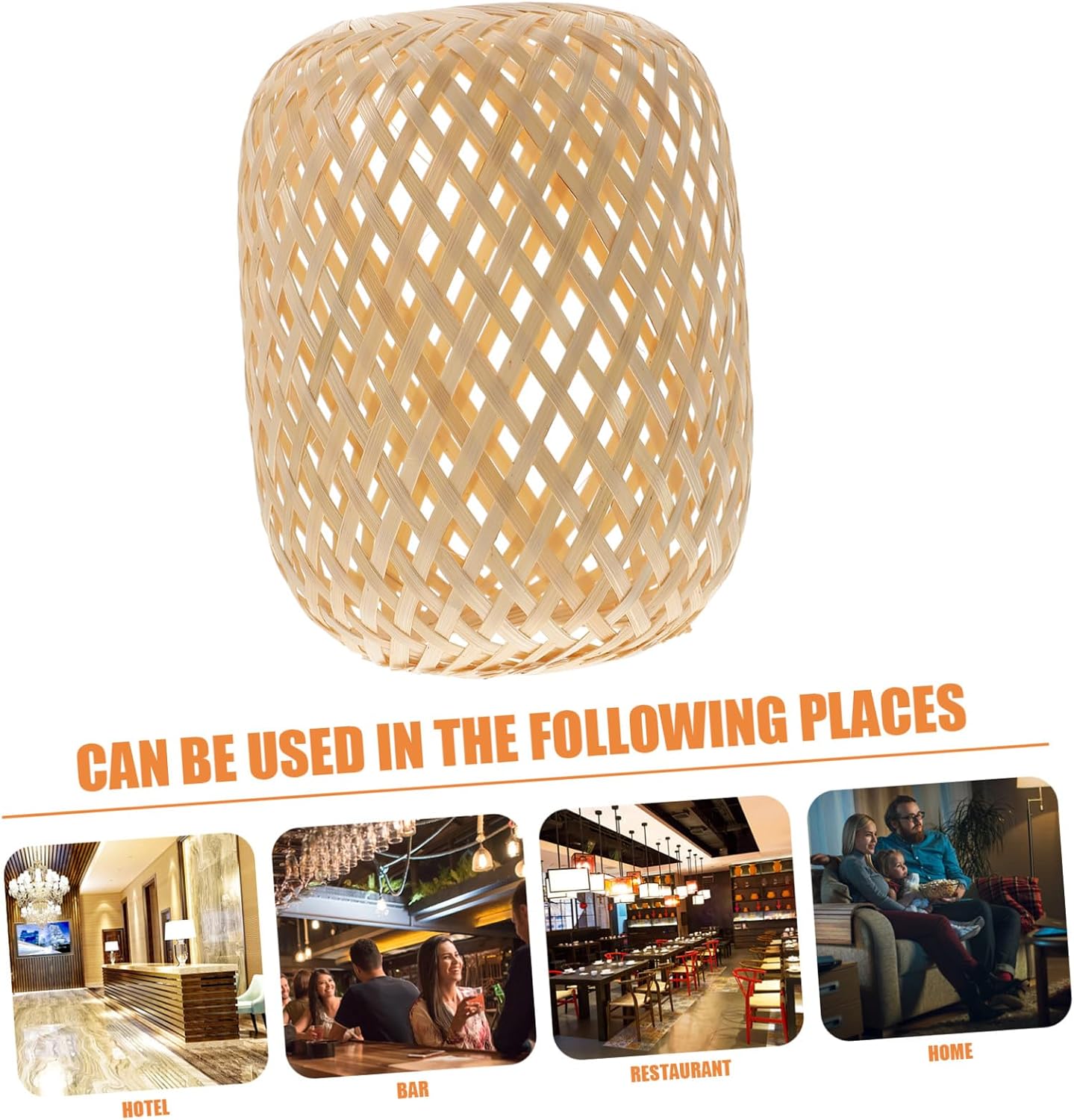 Woven Bamboo Pendant Light Shade Rustic Table Lamp Cover for Home Decor Easy to Install Lightweight Hanging Lampshade Diameter Height