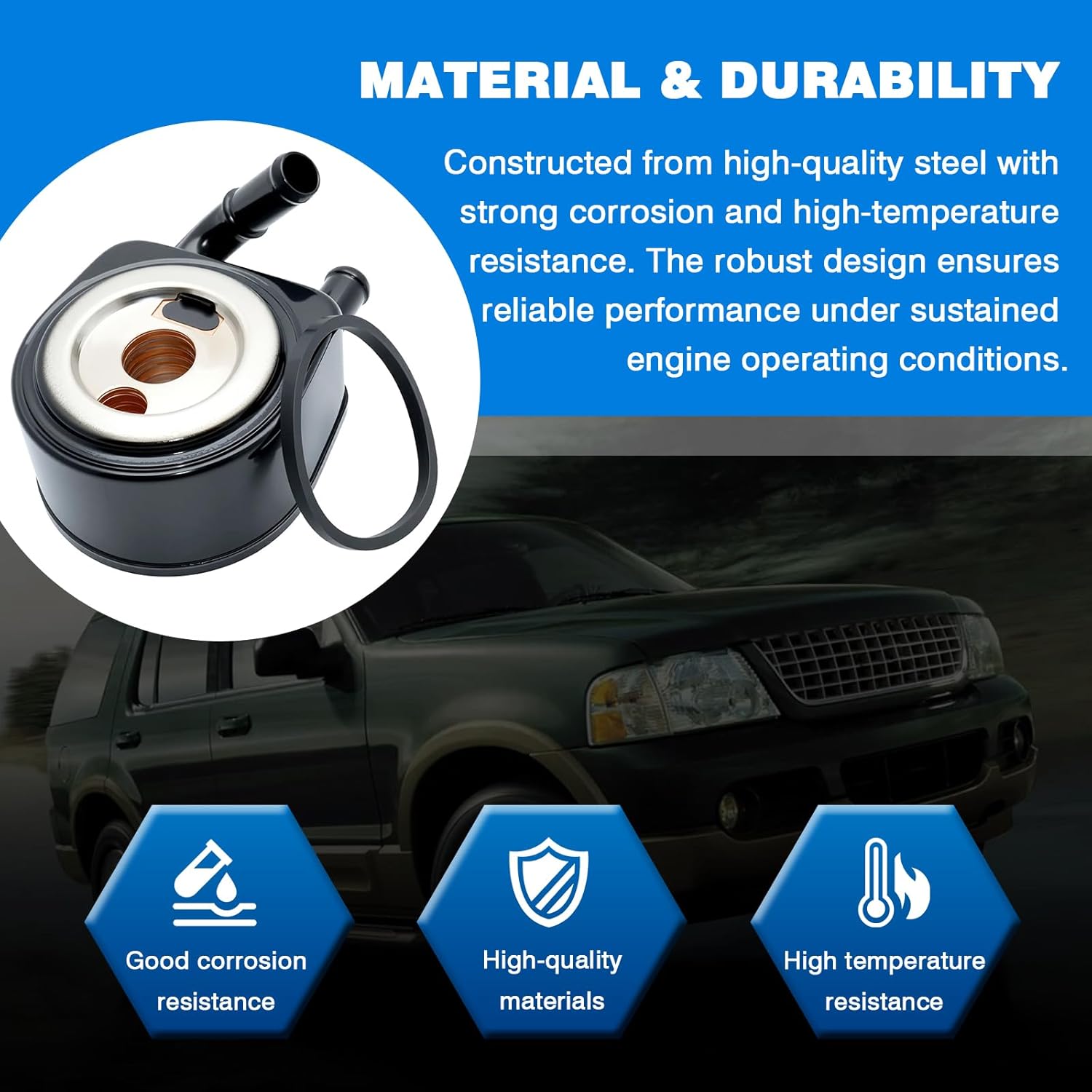 Replacement 1L2Z6A642FA 1L2Z-6A642-FA Oil Cooler For Ford Explorer 2002-2010, Explorer Sport Trac 2007-2010, Mercury Mountaineer 2002-2010