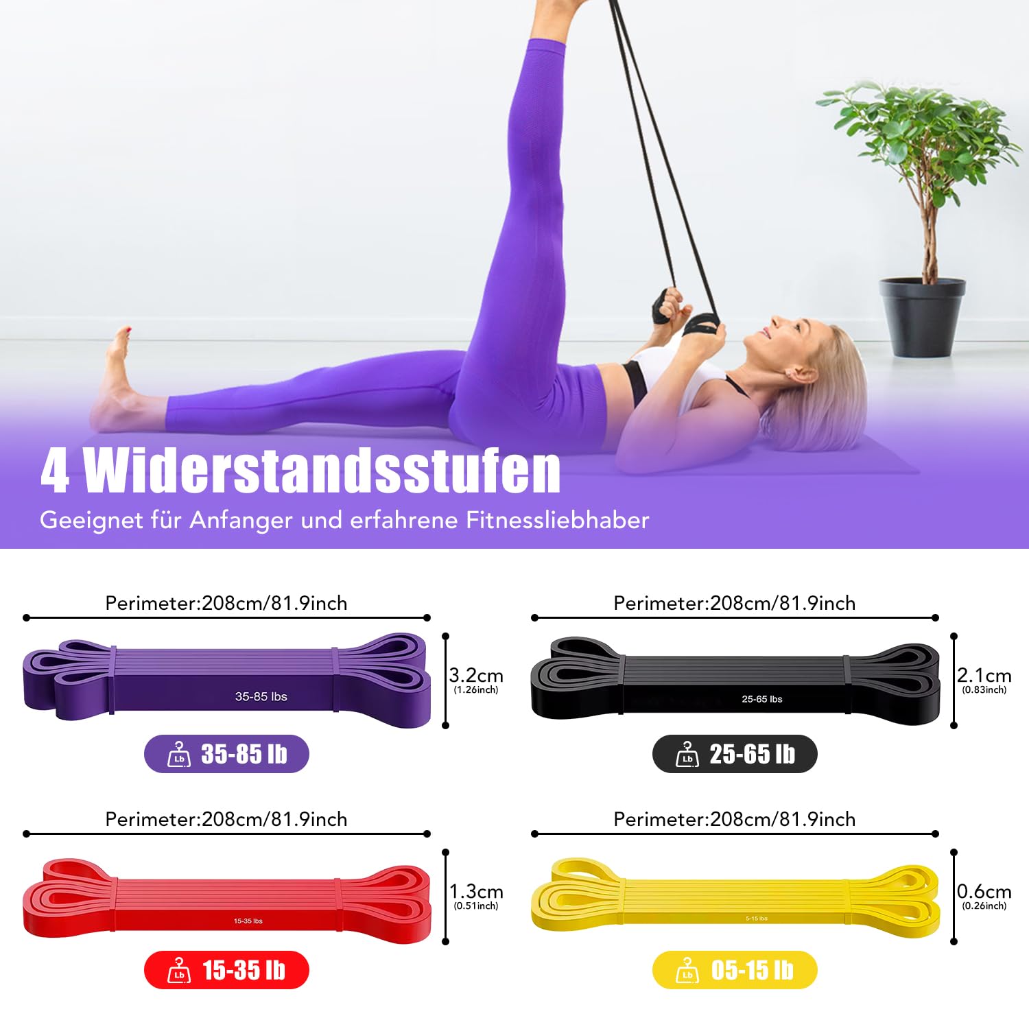 Fitness Bands Set, with 4 Resistance Levels, Resistance Bands Set, with Handle, Door Anchor, Protective Cover - Image 2