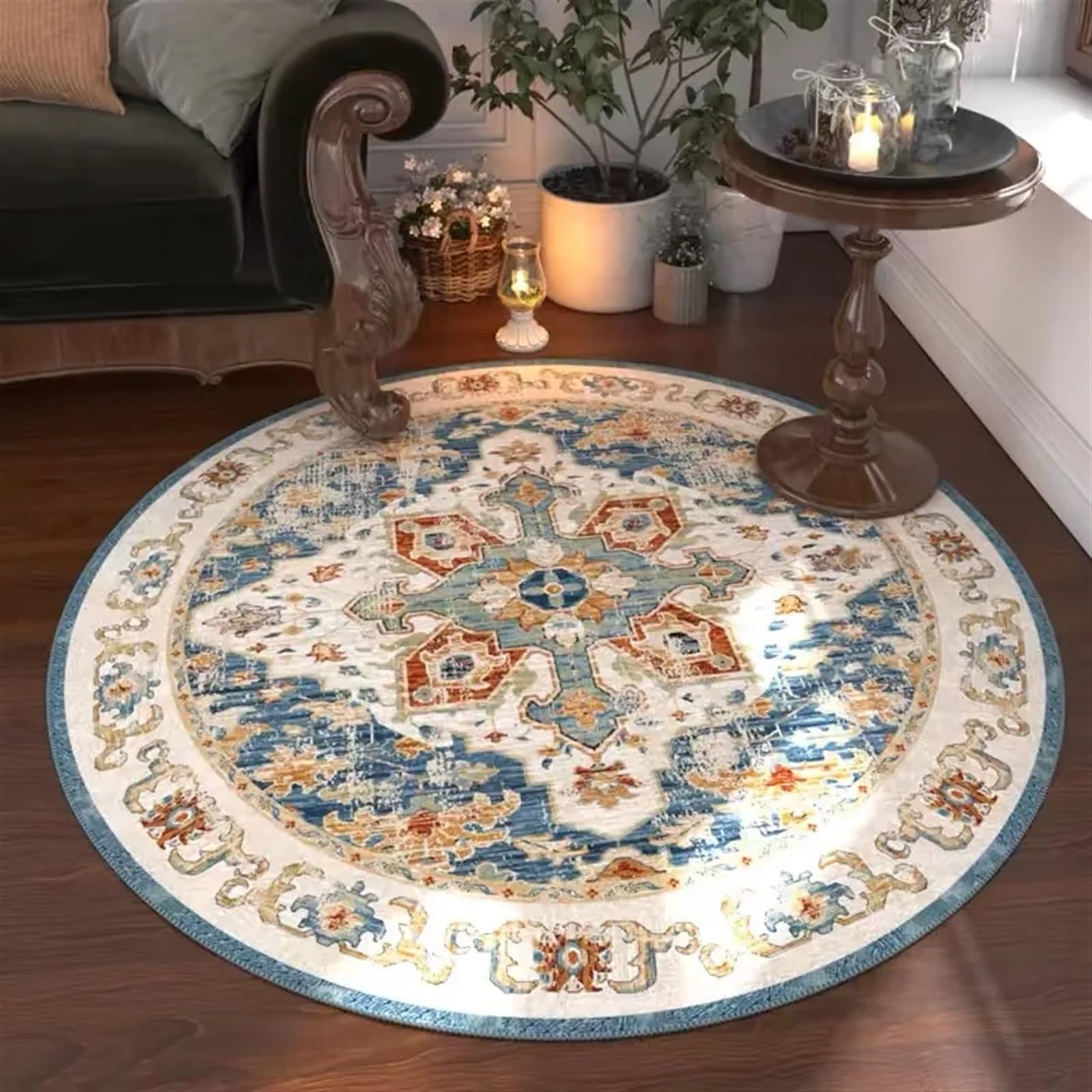 Tapis de sol chambre lavable et antidérapant rond 80 cm