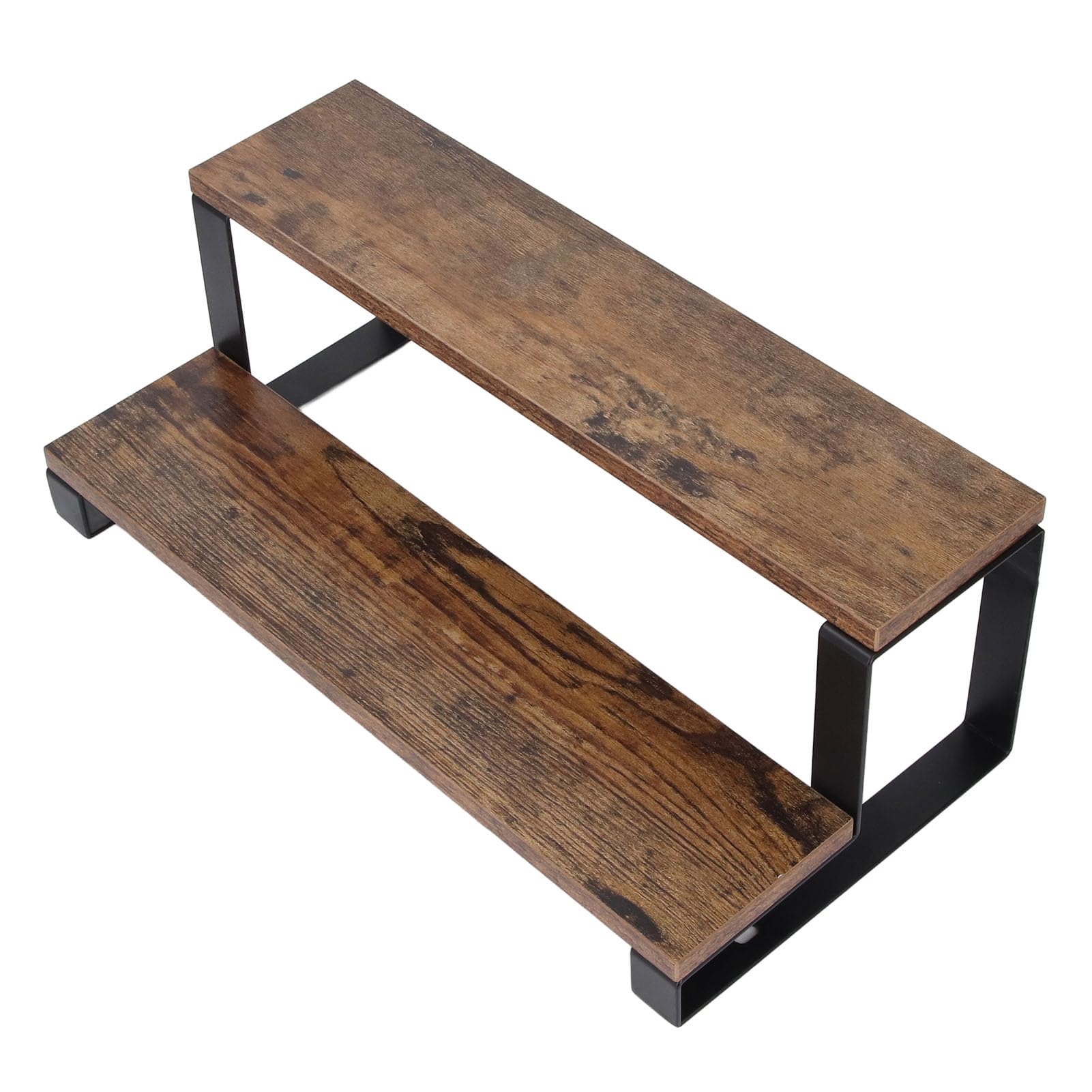 Soporte elevador de madera de 2 niveles, organizador de perfume, estante de exhibición de especias, ideal para muñecas y aperitivos