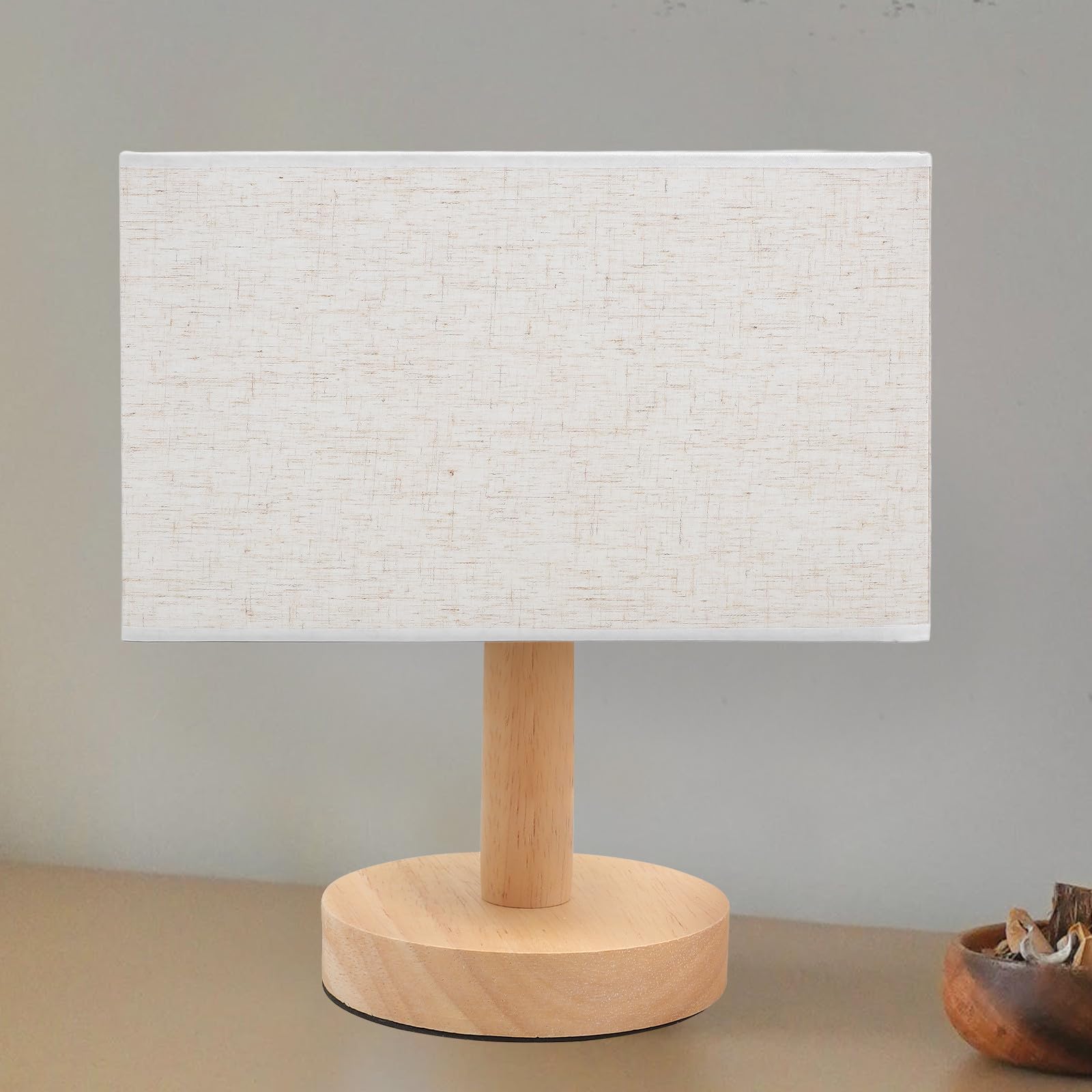 Paralume E27 Rettangolare Beige Stoffa per Lampada in Tavolo