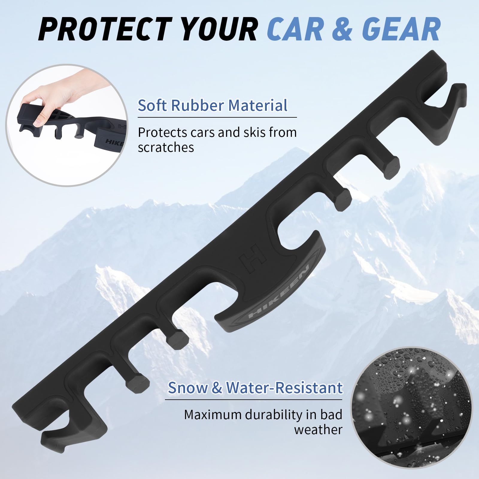 BOOSTEADY Portasci e Tavole da Snowboard Magnetici per Auto, Supporti Antiribaltamento con Protezione Vernice, Fino a 4 Paia di Sci o 2 Snowboard + 2 Bastoncini
