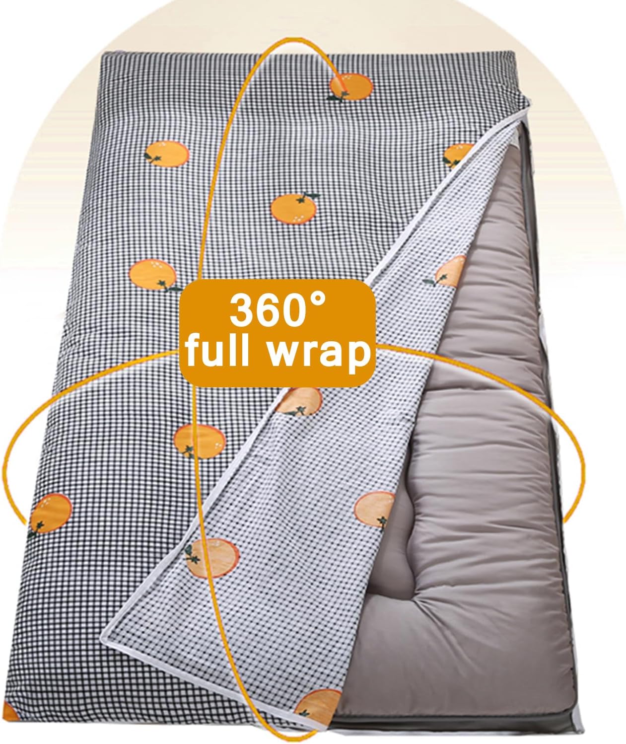 M,90x200cm,LDLCYCN Pure Cotton Futon Mattress Cover Zipped Queen King Size Japanese Floor Mattress Cover Traditional Tatami Mattress Protector Velvet Dustproof Bed Cover for Bedroom