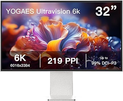 6K Monitor 32" IPS 6K 6144x3456 LM315STA-SSA1 Display, YOGAES ProSight, All Aluminum Alloy Body & Stand, 225PPI, DCI-P3 99%, Adobe RGB 99.5%, HDR 600, Brightness 450cd/m , 200000001, USB-1, USB-1 C/HDMI, 96 W Powered, Adjustable Height VA Panel