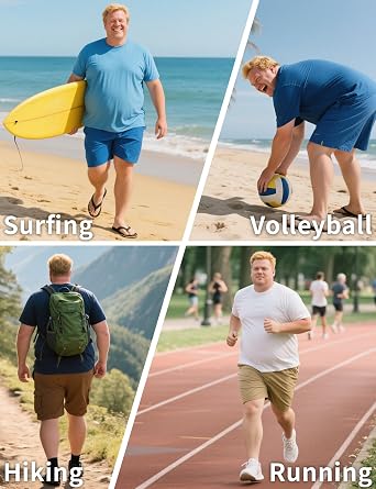 Idtswch Mens Big & Tall Swim Shirt UPF 50+ Rash Guard Quick Dry (2XL-8XL)