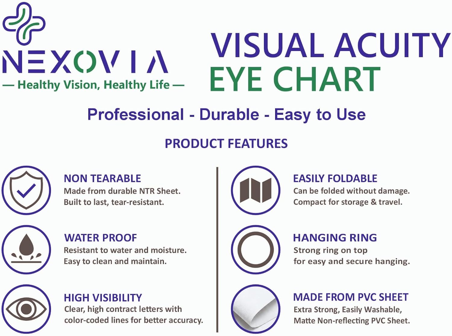 Tumbling E with Red Green Bar Visual Acuity Test 3m / 10ft