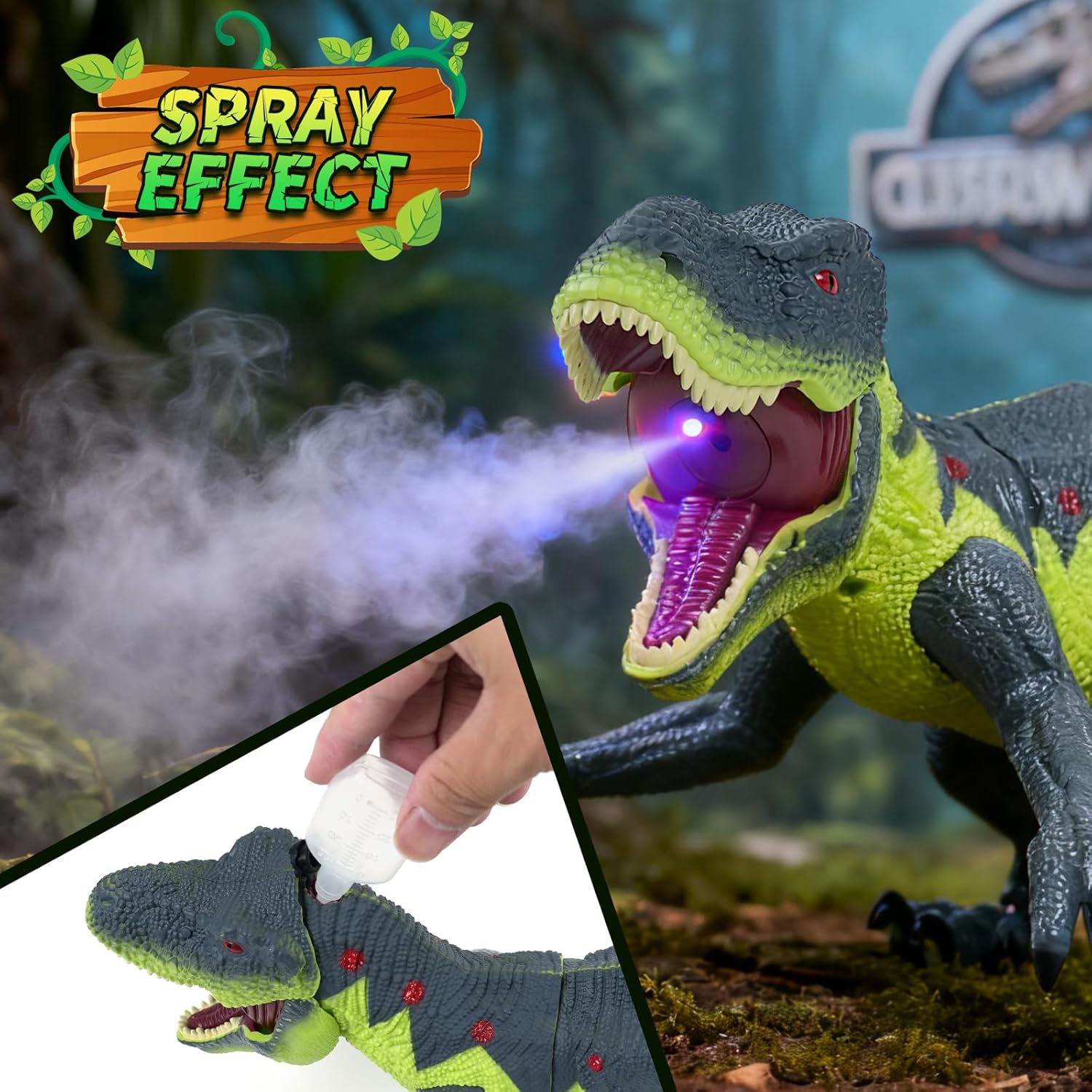 Remote Control Dinosaur Toy for Kids - Best Birthday Gifts for Boys Ages 3-5 4-7 8-12 Year Old, Interactive Walking Dino with Sound Effects, Spray and Lights