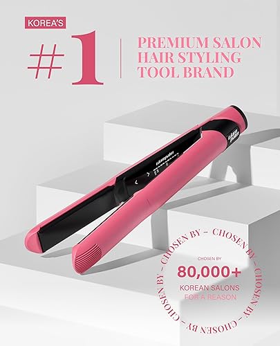 Miniatura 2 de GLAMPALM Plancha de pelo de cerámica de 1 pulgada con infusión de Vita C, herramienta profesional de salón número 1 de Corea, cable giratorio 3D y
