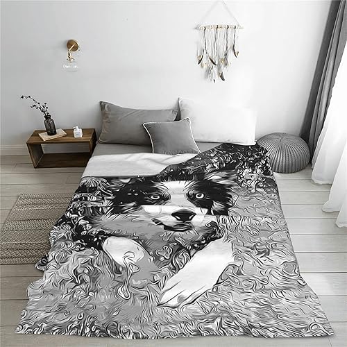 Miniatura 4 de Border Collie - Manta de franela para perro, acogedora, ligera, suave, para sofá y cama, 80 x 60 pulgadas