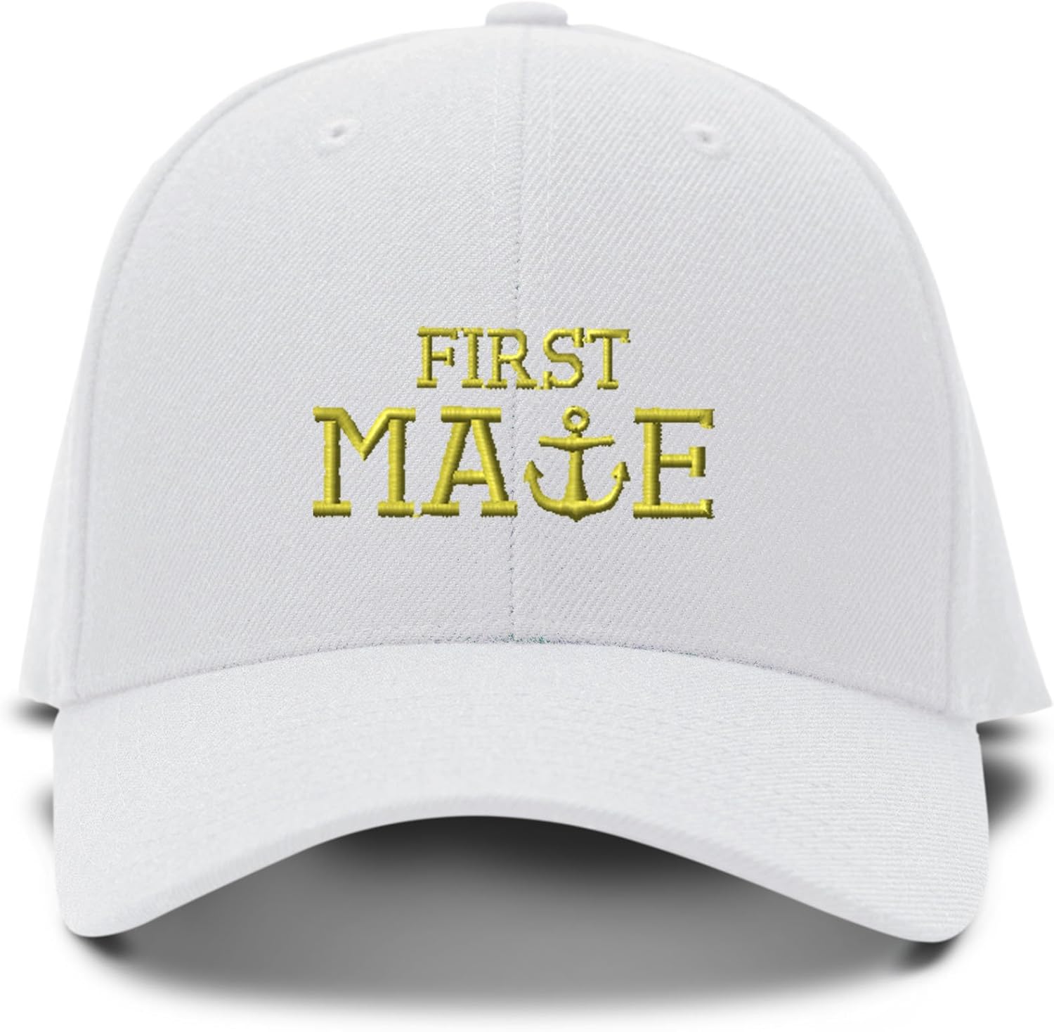 Gold Letters First Mate Embroidered Kid Children Size Adjustable Cap Hat White