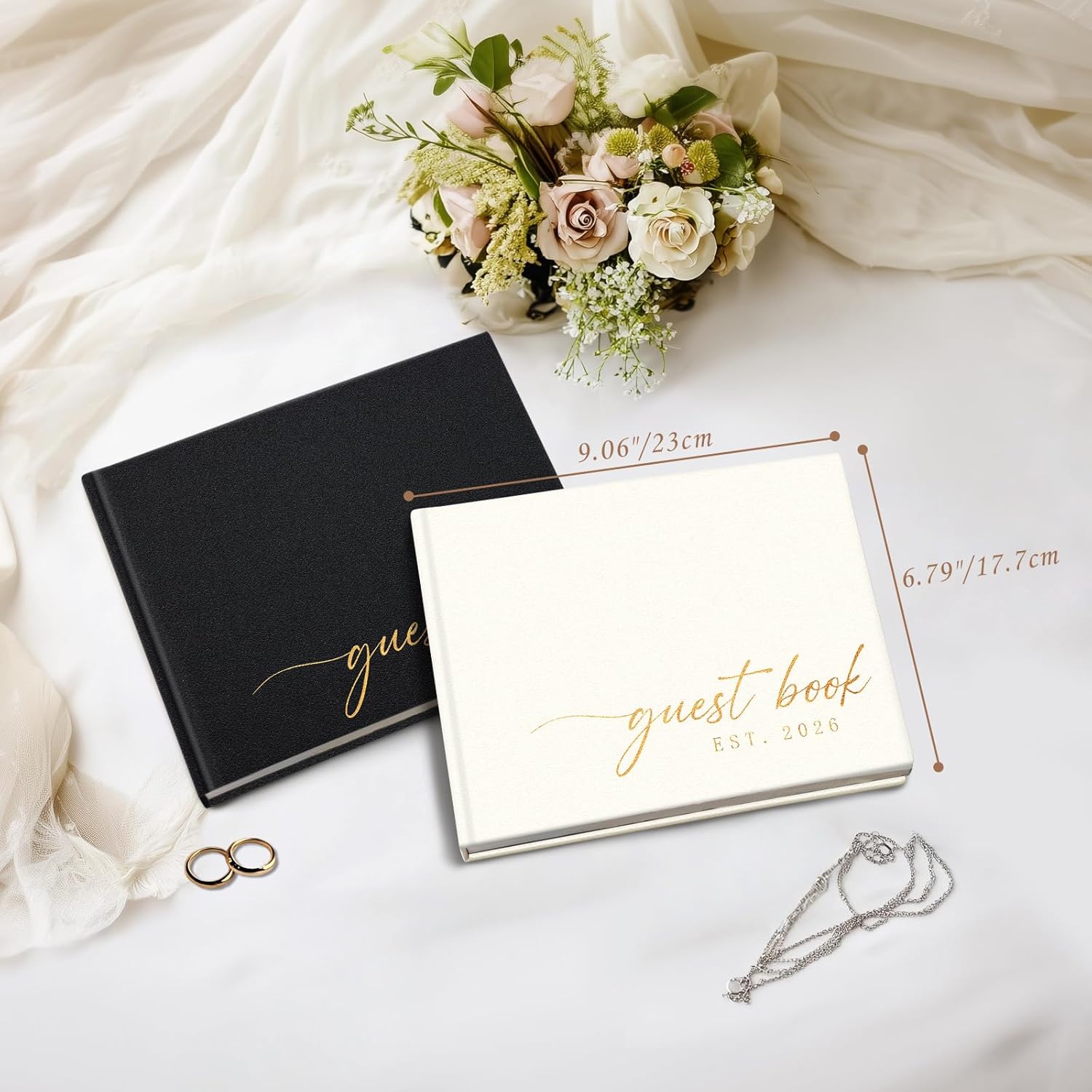 Black Leather Wedding Guest Book, Elegant Baby Shower GuestBook for Party image 3