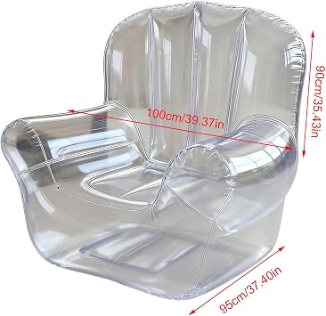 Inflatable Air Sofa Outdoor Chair - Inflatable Chair | Ergonomic Transparent Couch Furniture Perfect for Bedroom, Travel, Poolside, Balcony, Lawn, Indoors and Outdoors Seating, 100x95x90cm PVC