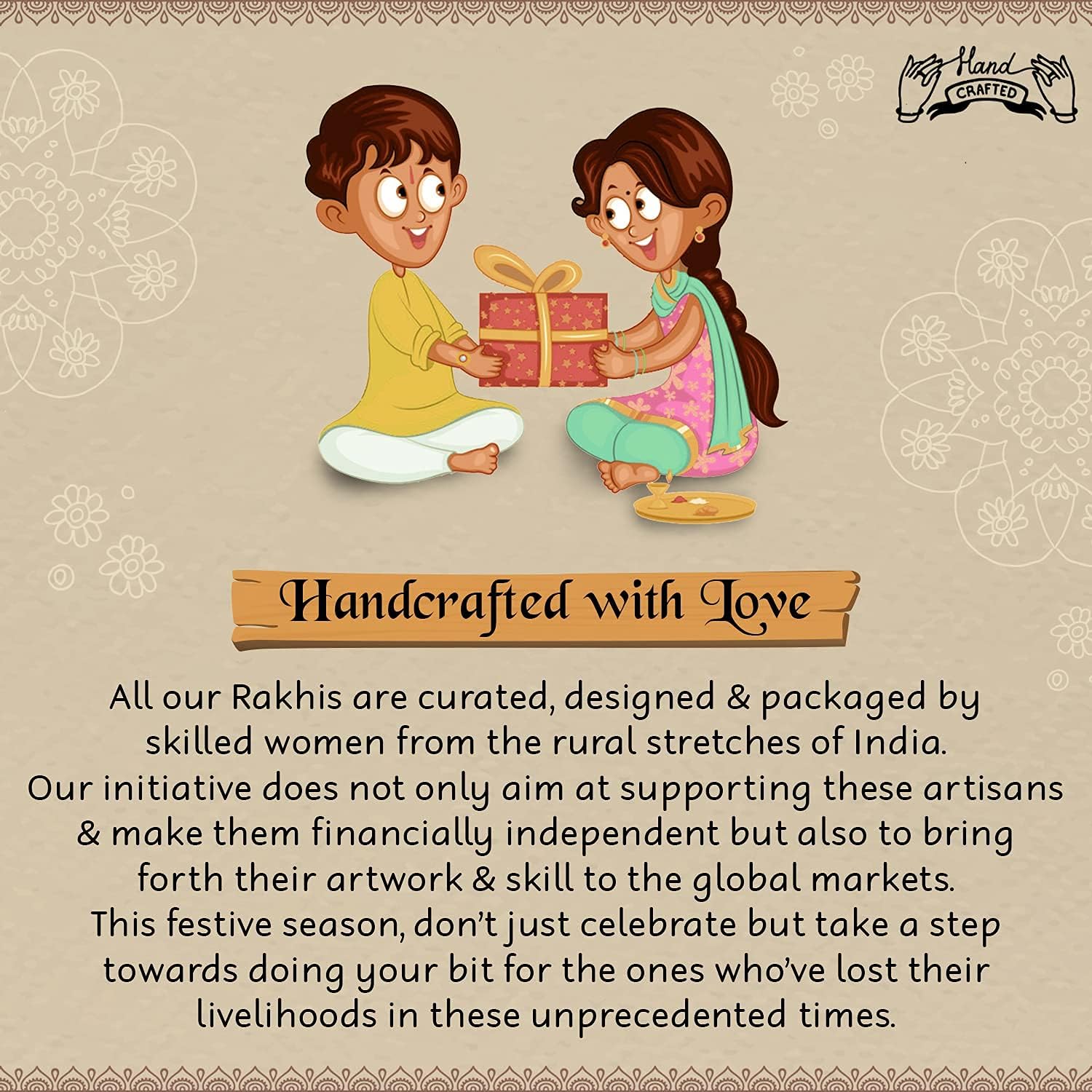 Aheli Indian Traditional Handmade Elegant Kundan & Crystal Stone Rakhi for Brother Men