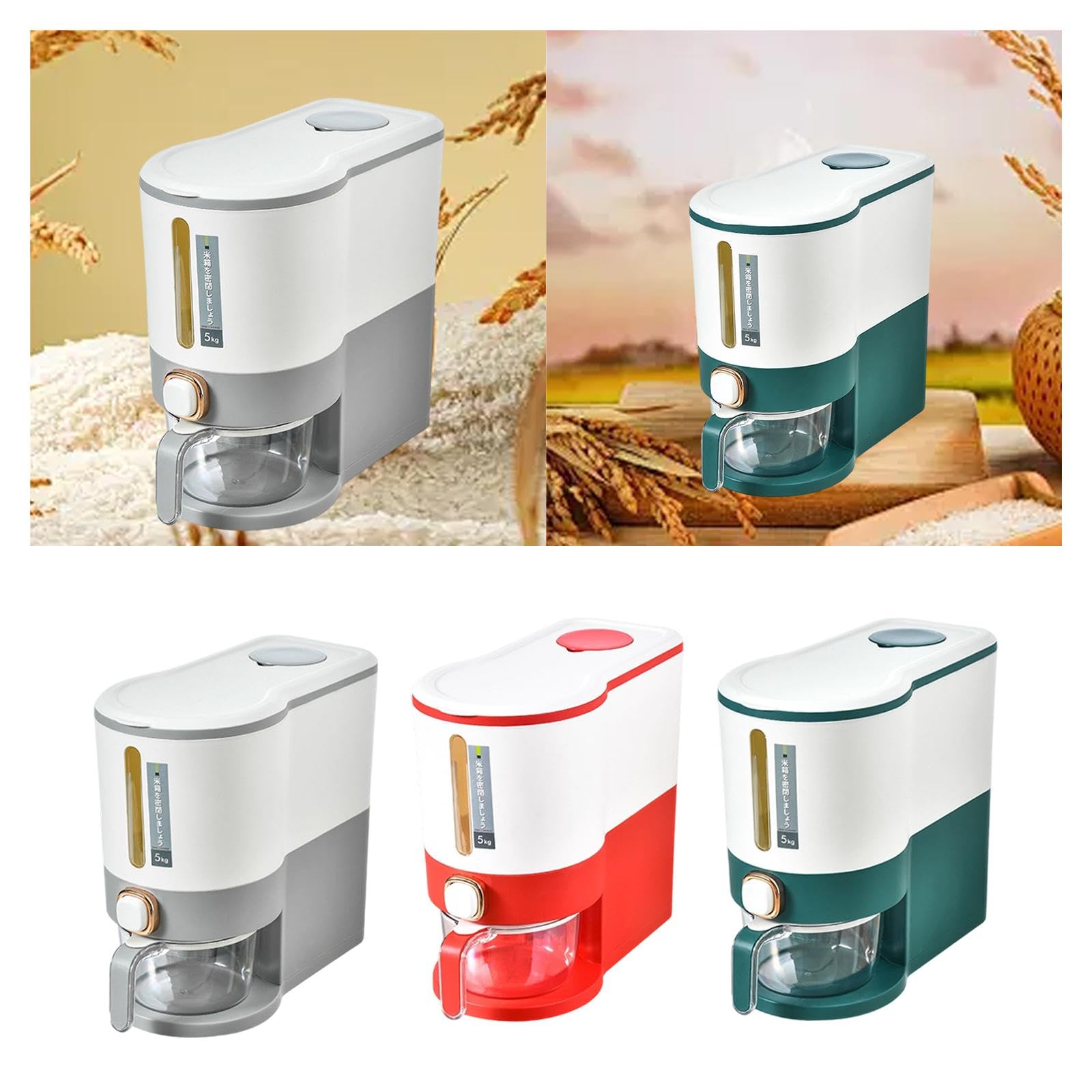 Rice Storage Container Dry Food Container for Home Closet Kitchen Countertop Gray