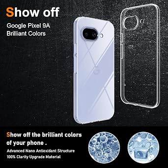 Silicone Clear Google Pixel 9A Case,Ultra Thin with Comfort Grip