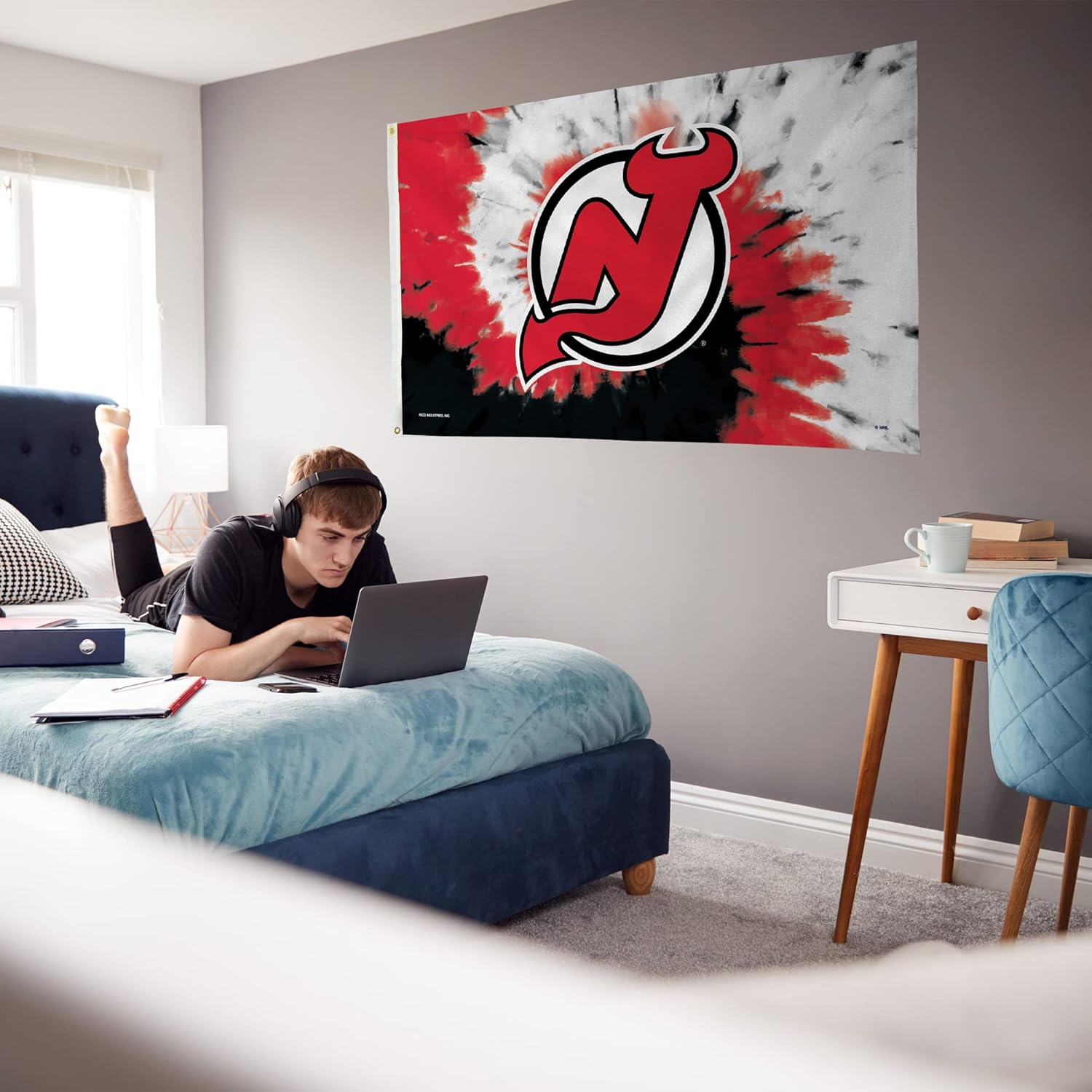 Rico Industries NHL New Jersey Devils Tie Dye 3' x 5' Banner Flag 3' x 5' Banner Flag Single Sided - Indoor or Outdoor - Home Décor
