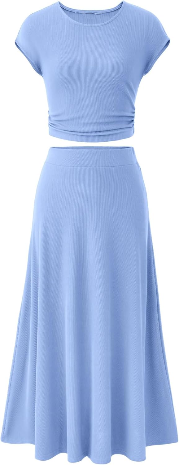 Tweedelige zomeroutfit voor dames, elegant, casual, gebreid, korte