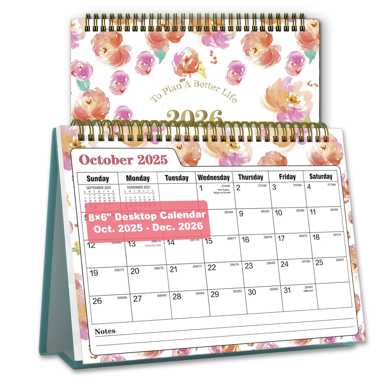 Ymumuda Small Desk Calendar 2025 - Standing 2025 Desk Calendar, OCT. 2024 - DEC. 2025, 8" x 6", Monthly Flip Desktop Calendar with To Do List, Your Personal Desk Calendar Planner for Home Office