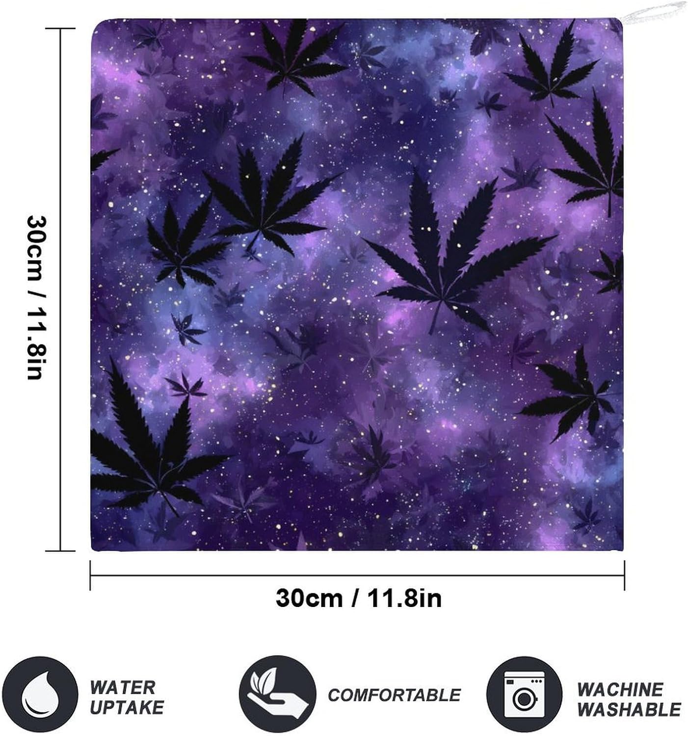 Galaxy Weed Leaf Microfiber Hand Towels for Bathroom Soft Absorbent Bath Kitchen Towel with Hanging Loop 4PCS
