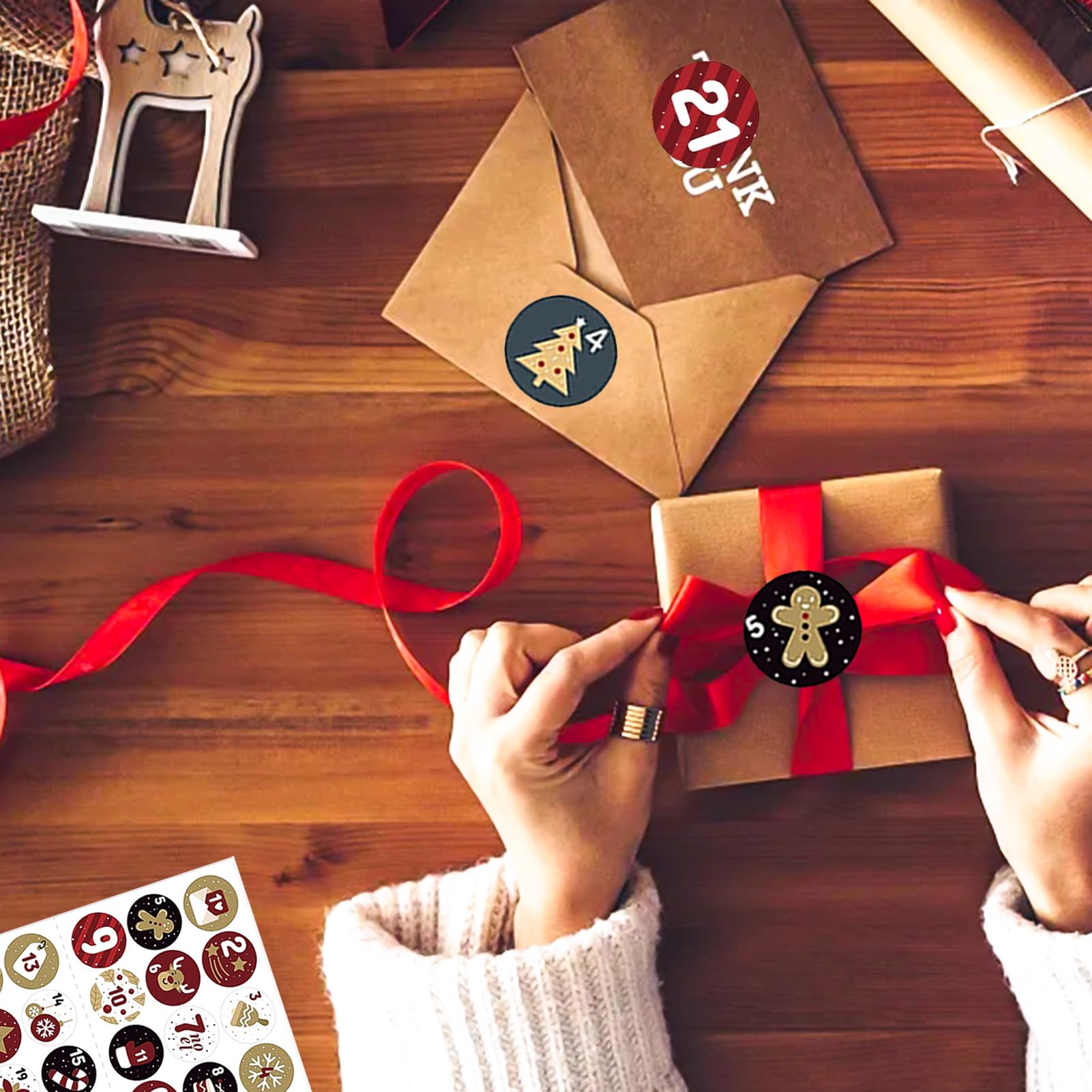 10 Fogli Adesivi Calendario Dell'Avvento - Numeri 1-24 Natalizi | Per Decorazioni Fai Da Te E Regali - Foto 9