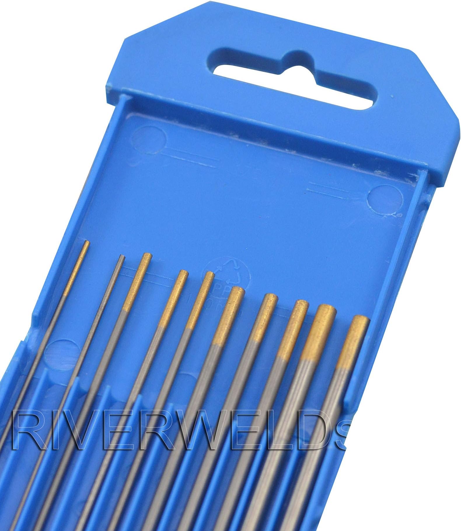 TIG Welding Tungsten Electrode 1.5% Lanthanated WL15 Gold Tips 1.0mm 1.6mm 2.4mm 3.2mm x 150mm Assorted Size kit 10pcs