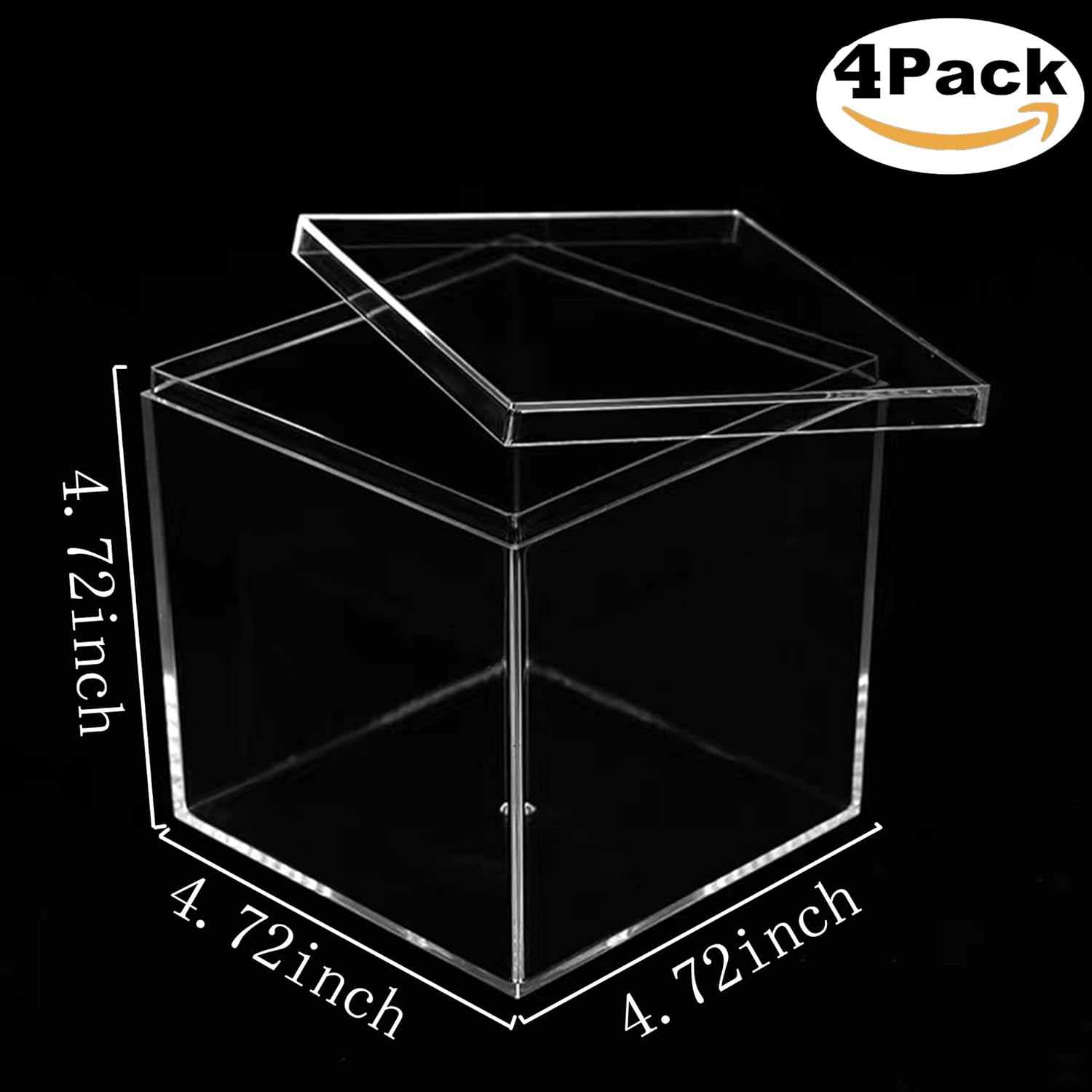 Acrylic Box Clear Display Boxes with Lids 4.73x4.73x4.73Inch Plastic Square Containers, Decorative Boxes Large Acrylic Storage Boxes for Collectibles,Wedding, Valentine's Day Party, Treats, Jewelry