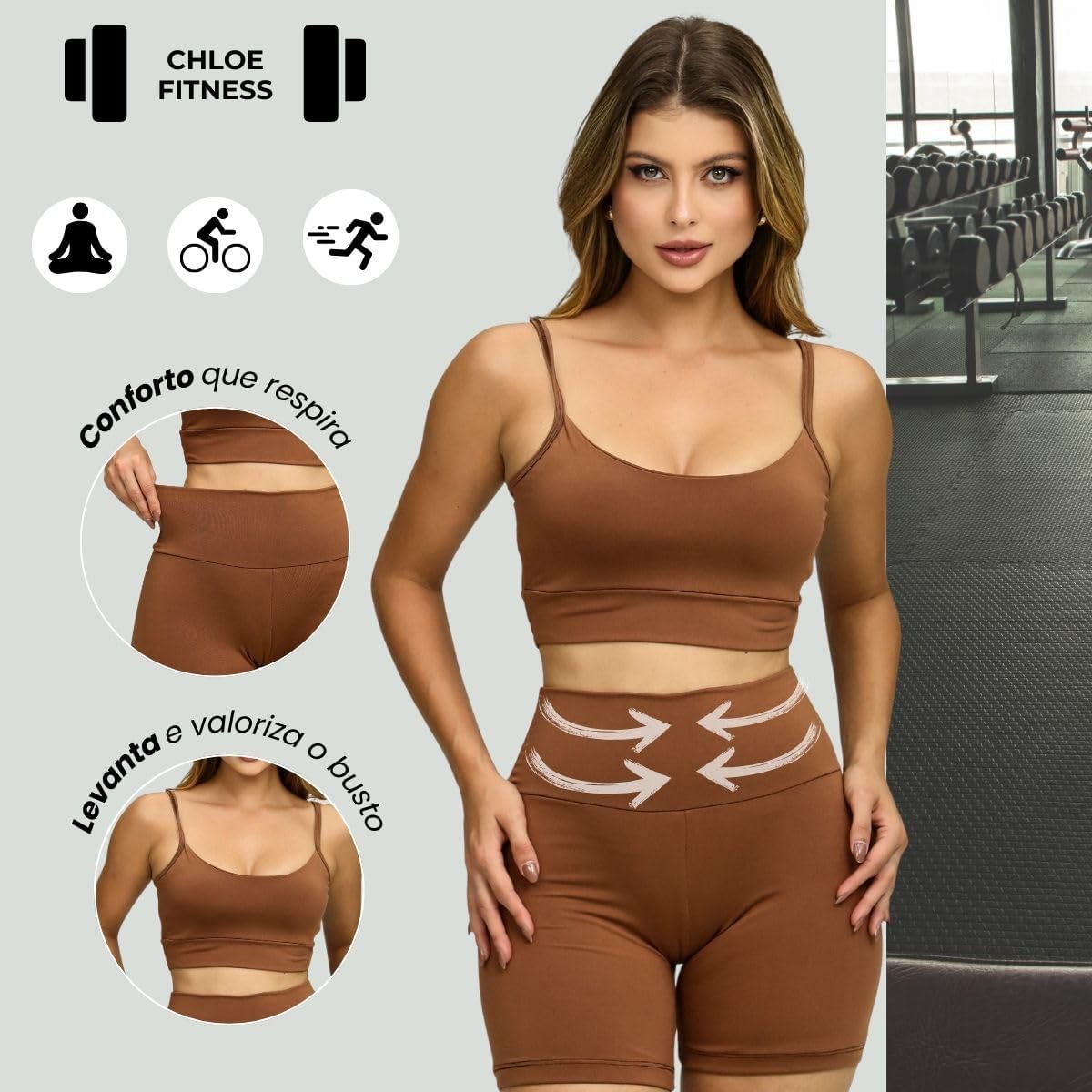 Kit 2 Conjuntos Fitness Femininos | Tecido Leve e Respirável com Top Bojo Kit 2 Conjuntos Fitness Femininos | Tecido Leve e Respirável com Top Bojo